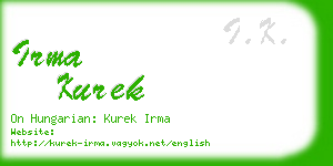 irma kurek business card